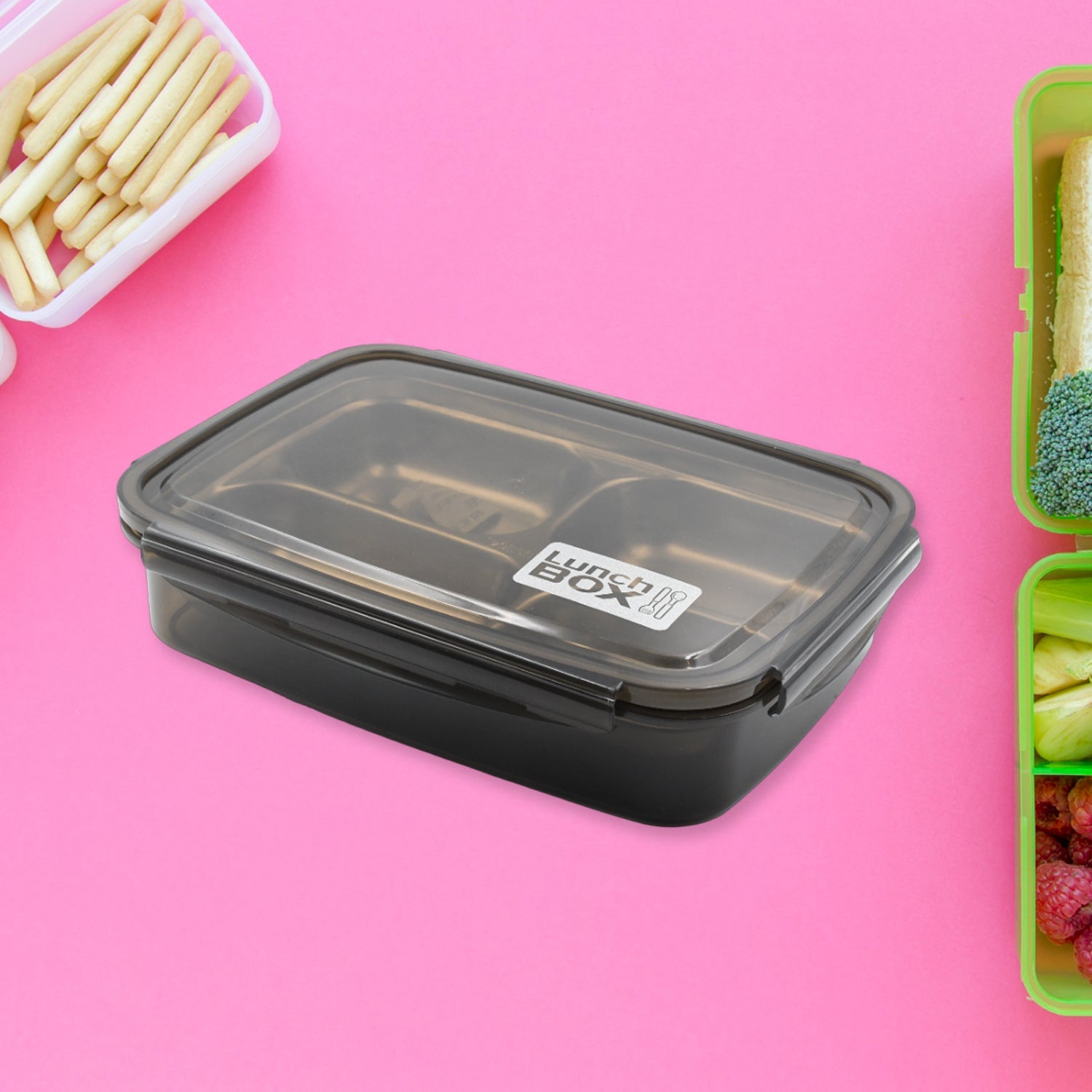 2979A Black Transparent 4 Compartment Lunch Box for Kids and adults, Stainless Steel Lunch Box with 4 Compartments For Office, Travel, School, Home 2979A Black Transparent 4 Compartment Lunch Box for Kids and adults, Stainless Steel Lunch Box with 4 Compartments For Office, Travel, School, Home